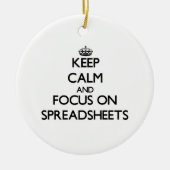 Kalm houden en focussen op spreadsheets keramisch ornament (Voorkant)