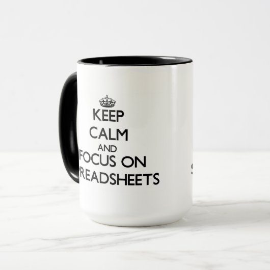 Kalm houden en focussen op spreadsheets mok (Voorkant links)