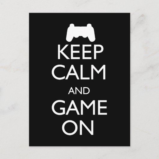 Kalm houden en gamen aan briefkaart (Voorkant)