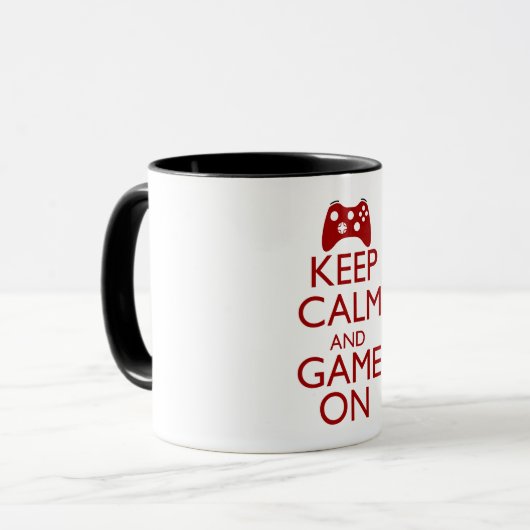Kalm houden en gamen aan mok (Voorkant links)