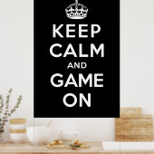 Kalm houden en gamen aan poster (Keuken)