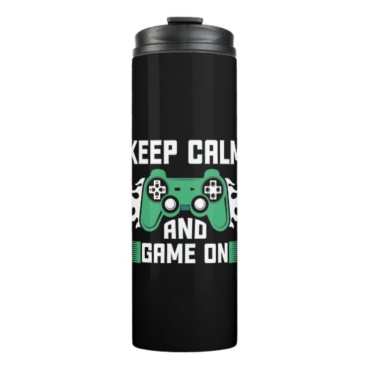 Kalm houden en gamen aan thermosbeker (Voorkant)
