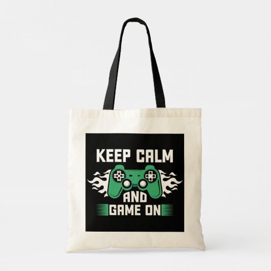 Kalm houden en gamen aan tote bag (Achterkant)