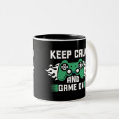 Kalm houden en gamen aan tweekleurige koffiemok (Voorkant rechts)