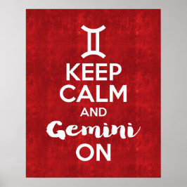 Kalm houden en Gemini houden op Astrology Red  Poster