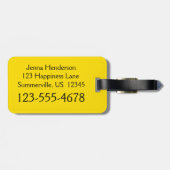 Kalm houden en glimlachen op geel bagagelabel (Achterkant horizontaal)