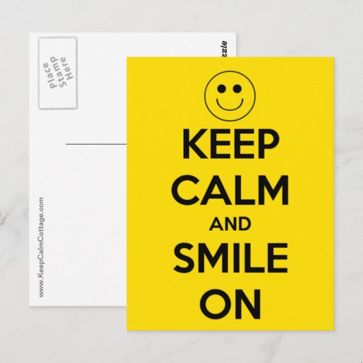 Kalm houden en glimlachen op geel briefkaart (Voorkant / Achterkant)