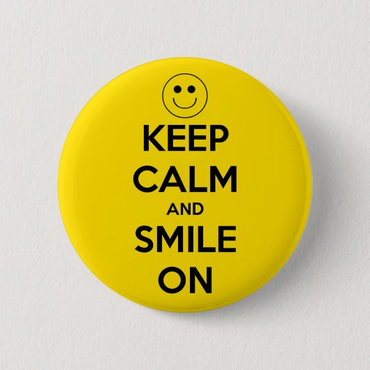 Kalm houden en glimlachen op geel ronde button 5,7 cm (Voorkant)