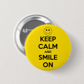 Kalm houden en glimlachen op geel ronde button 5,7 cm (Voorkant /achterkant)