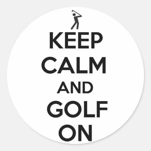 Kalm houden en Golf aan Ronde Sticker (Voorkant)