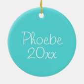 Kalm houden en haken op blauw houden keramisch ornament (Achterkant)