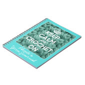 Kalm houden en haken op blauw houden notitieboek (Linkerzijde)