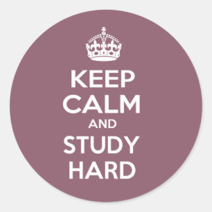 Kalm houden en hard studeren ronde sticker