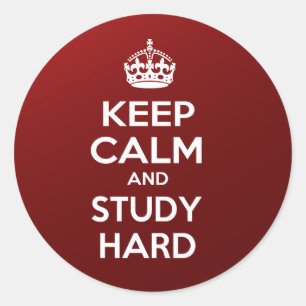 Kalm houden en hard studeren ronde sticker