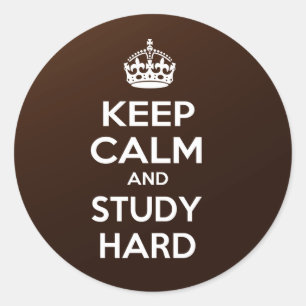 Kalm houden en hard studeren ronde sticker
