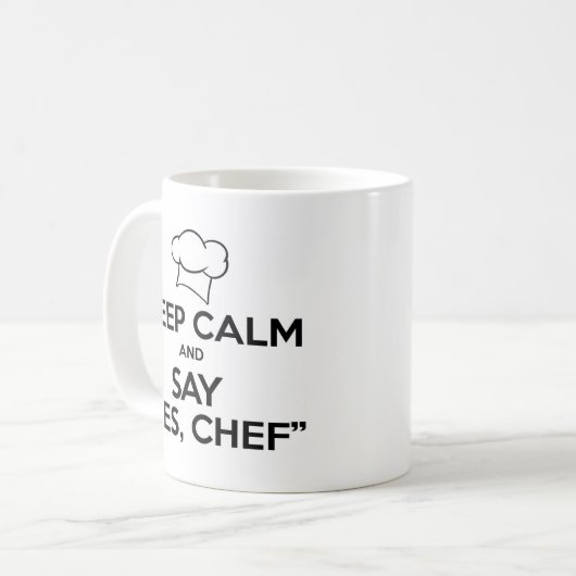 Kalm houden en ja zeggen tegen Chef Funny Kitchen  Koffiemok (Voorkant links)