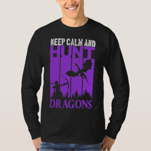 Kalm houden en Jacht Dragons Archer Geeky Retro T-shirt