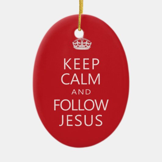 Kalm houden en Jezus Christelijke Humor volgen Keramisch Ornament (Voorkant)