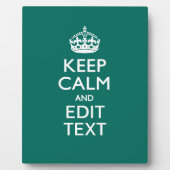 Kalm houden en Jouw tekst hebben op Blauwgroen Fotoplaat (Voorkant)
