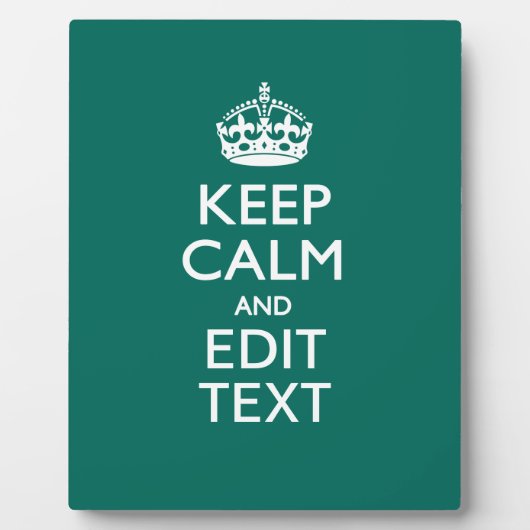Kalm houden en Jouw tekst hebben op Blauwgroen Fotoplaat (Voorkant)