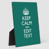 Kalm houden en Jouw tekst hebben op Blauwgroen Fotoplaat (Zijkant)