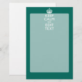 Kalm houden en Jouw tekst hebben op Blauwgroen tur Briefpapier (Voorkant / Achterkant)