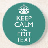 Kalm houden en Jouw tekst hebben op Blauwgroen Zandsteen Onderzetter (Voorkant)