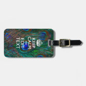 Kalm houden en Jouw tekst hebben op Peacock Feathe Bagagelabel (Voorkant horizontaal)