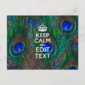 Kalm houden en Jouw tekst hebben op Peacock Feathe Briefkaart (Voorkant)