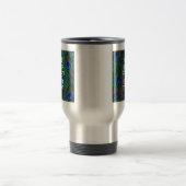 Kalm houden en Jouw tekst hebben op Peacock Feathe Reisbeker (Center)