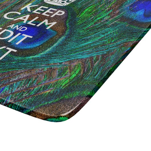 Kalm houden en Jouw tekst hebben op Peacock Feathe Snijplank (Hoek)