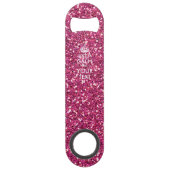 Kalm houden en Jouw tekst hebben op roze Rose Speed Flessenopener (Voorkant)