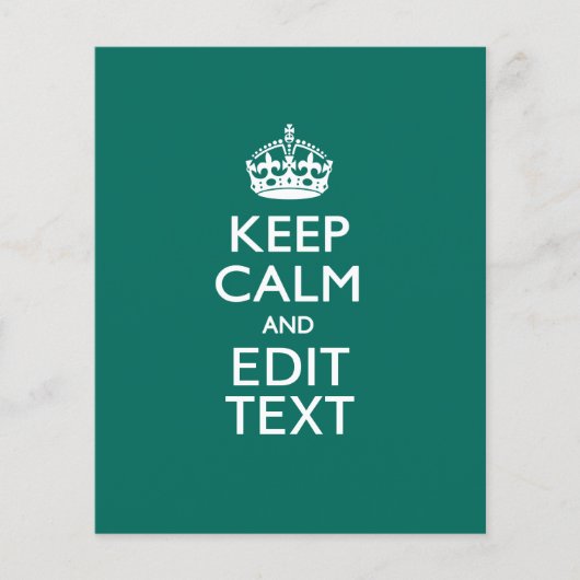 Kalm houden en Jouw tekst houden op Blauwgroen gro Flyer (Voorkant)