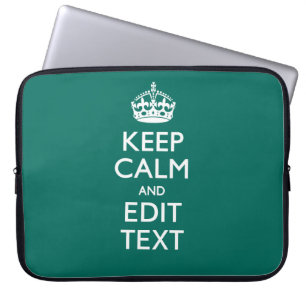 Kalm houden en Jouw tekst houden op diepe turquois Laptop Sleeve