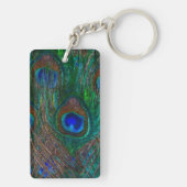 Kalm houden en Jouw tekst houden op Peacock Feathe Sleutelhanger (achterkant)