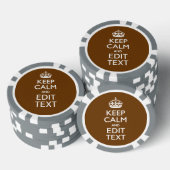 Kalm houden en Jouw tekst op bruin Pokerchips (Opstapeling)