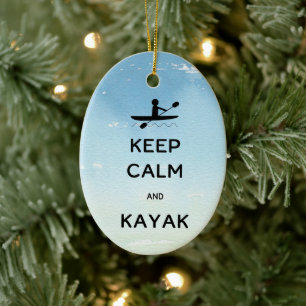 Kalm houden en Kayak met naamdatum Keramisch Ornament