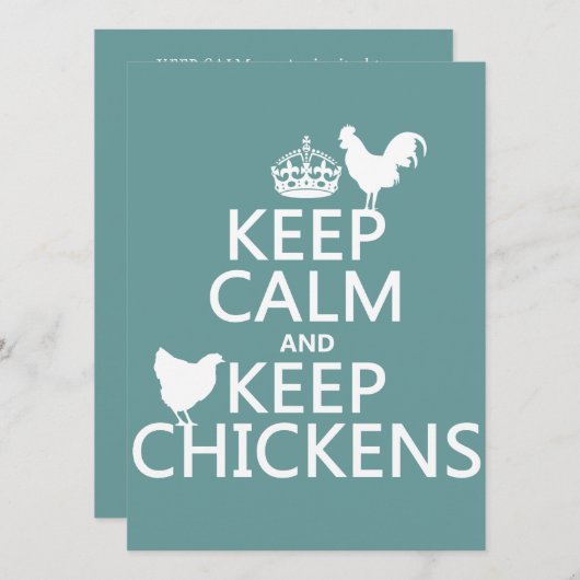 Kalm houden en Kippen houden (om het even welke ac Kaart (Voorkant / Achterkant)