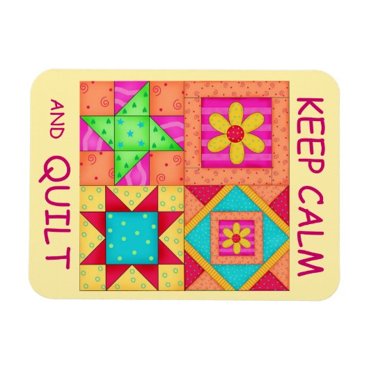 Kalm houden en kleurrijke patchworkblokken kantele magneet (Horizontaal)