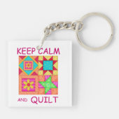 Kalm houden en kleurrijke patchworkblokken kantele sleutelhanger (Achterkant)