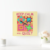 Kalm houden en kleurrijke patchworkblokken kantele vierkante klok (Huis)