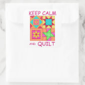 Kalm houden en kleurrijke patchworkblokken kantele vierkante sticker (Tas)