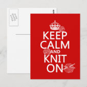 Kalm houden en Knit aan - alle kleuren Briefkaart (Voorkant / Achterkant)