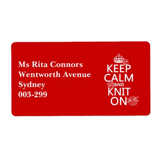 Kalm houden en Knit aan - alle kleuren Etiket (Voorkant)