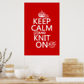 Kalm houden en Knit aan - alle kleuren Poster (Keuken)