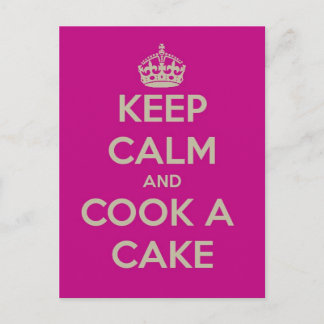 kalm houden en koken een taart briefkaart
