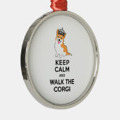 Kalm houden en lopen de Corgi Cute Dog Metalen Ornament (Rechts)