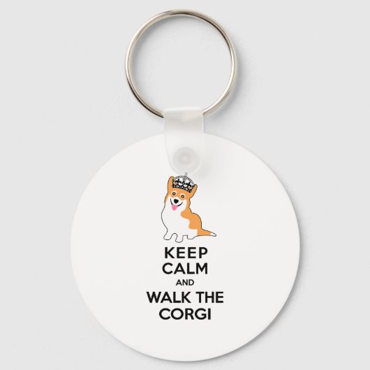 Kalm houden en lopen de Corgi Cute Dog Sleutelhanger (Voorkant)