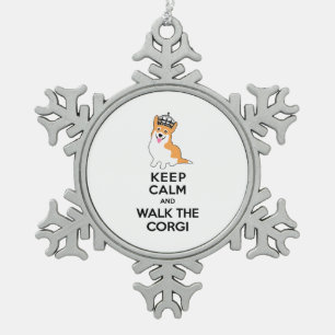 Kalm houden en lopen de Corgi Cute Dog Tin Sneeuwvlok Ornament