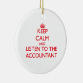 Kalm houden en luisteren naar de accountant keramisch ornament (Rechts)